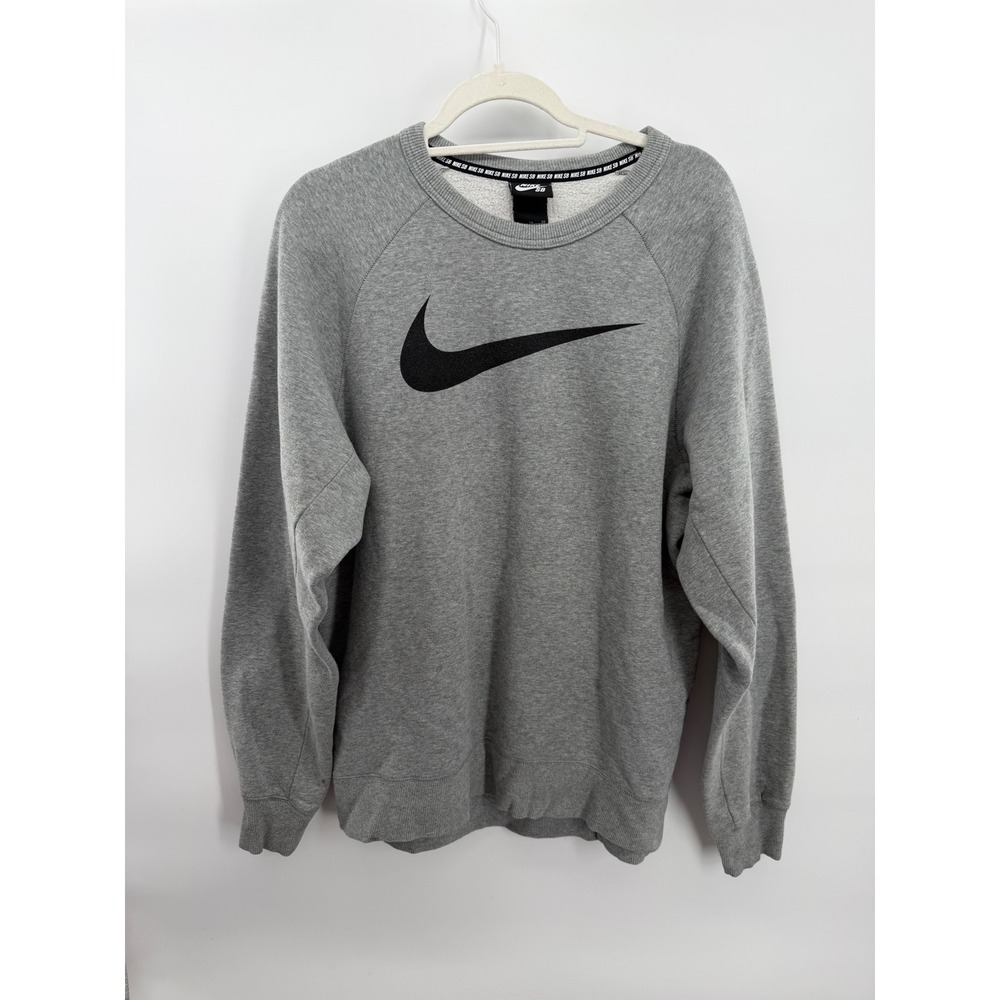 Nike SB Sweatshirt XL Gray Large Swoosh Logo Vintage Pullover Crewneck Gorpcore